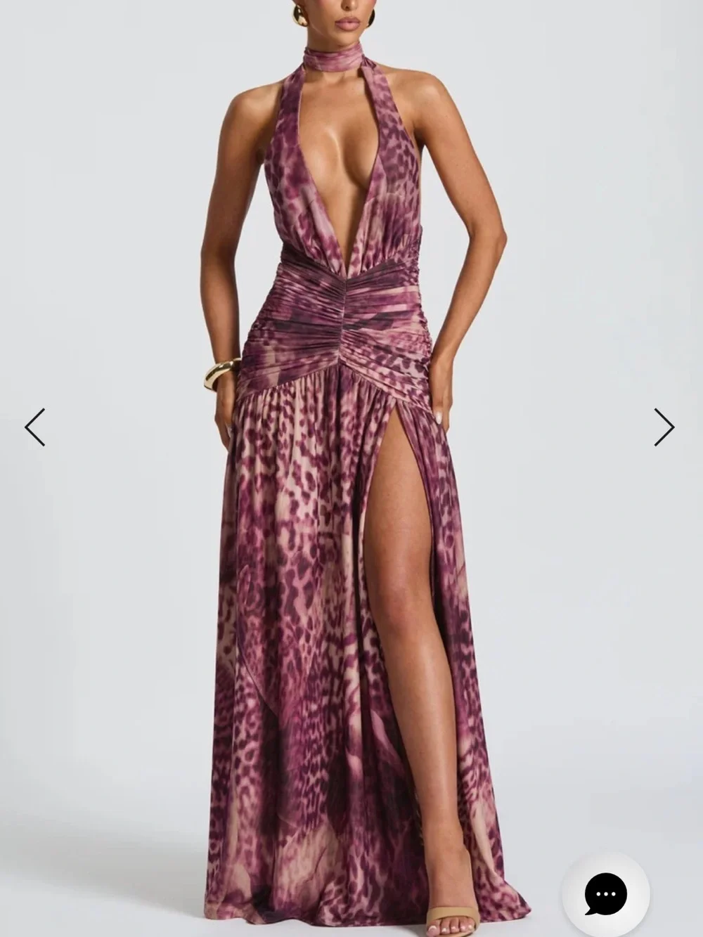 NWT BABYBOO Melania Maxi Dress - Magenta Orchid Print XS